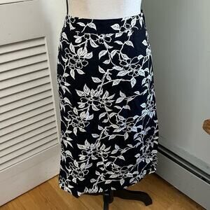 MARC AURAL Womens Skirt Black Floral Knee Length Tie Waist Career Modest 44 / L